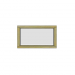 Fenêtre rectangulaire en bois avec cadre clair.
