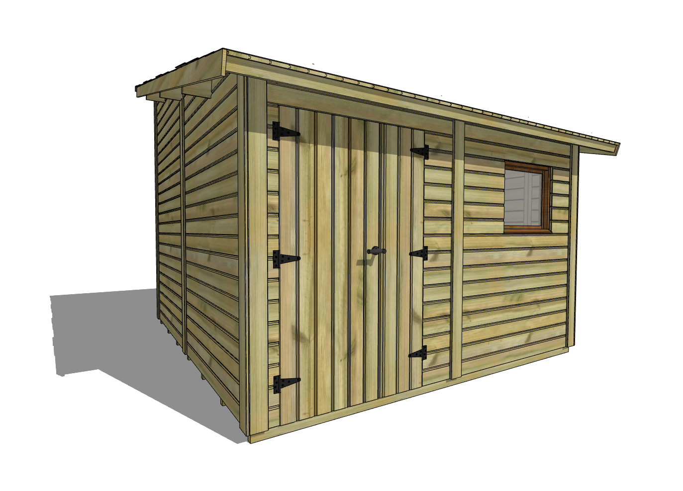 Abri de jardin en bois à double porte et fenêtre