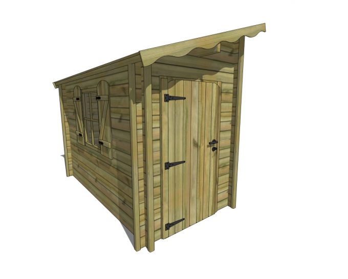 Abri de jardin madrier 12x12 toit plat pin sylvestre