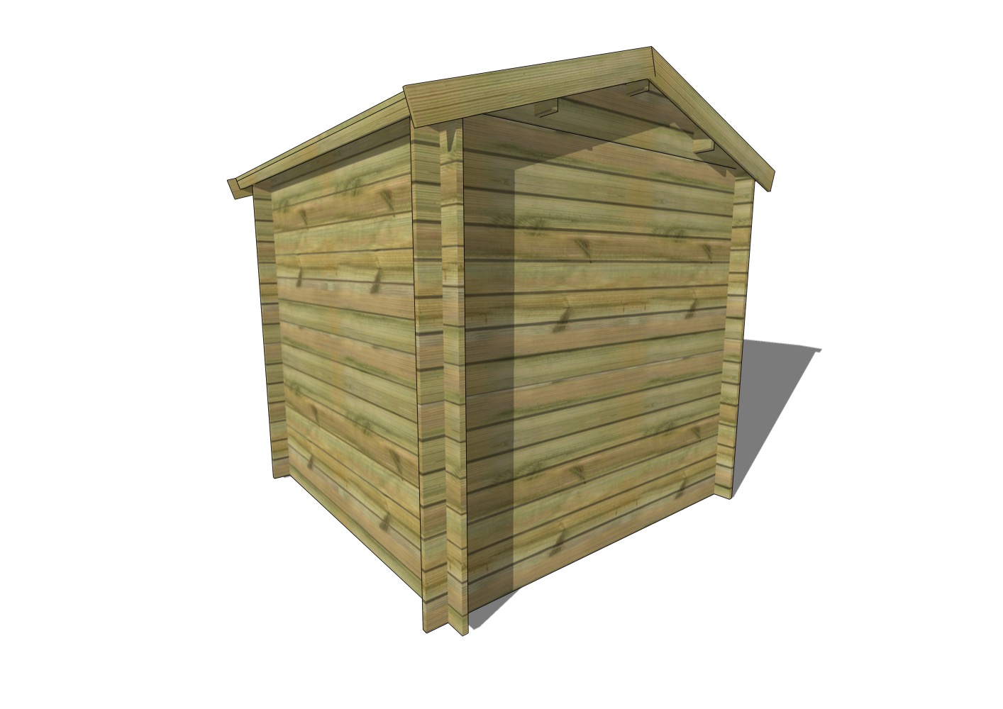 Abri de jardin en bois, modélisation 3D.