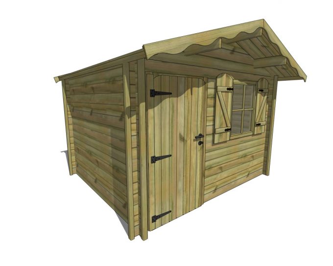 Abri de jardin madrier 13x13 un pan pin sylvestre