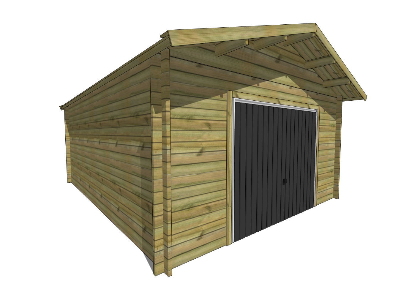 Garage en bois, porte gris anthracite, toit simple pente