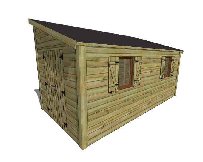 Abri de jardin ossature bois 22x25 deux pans