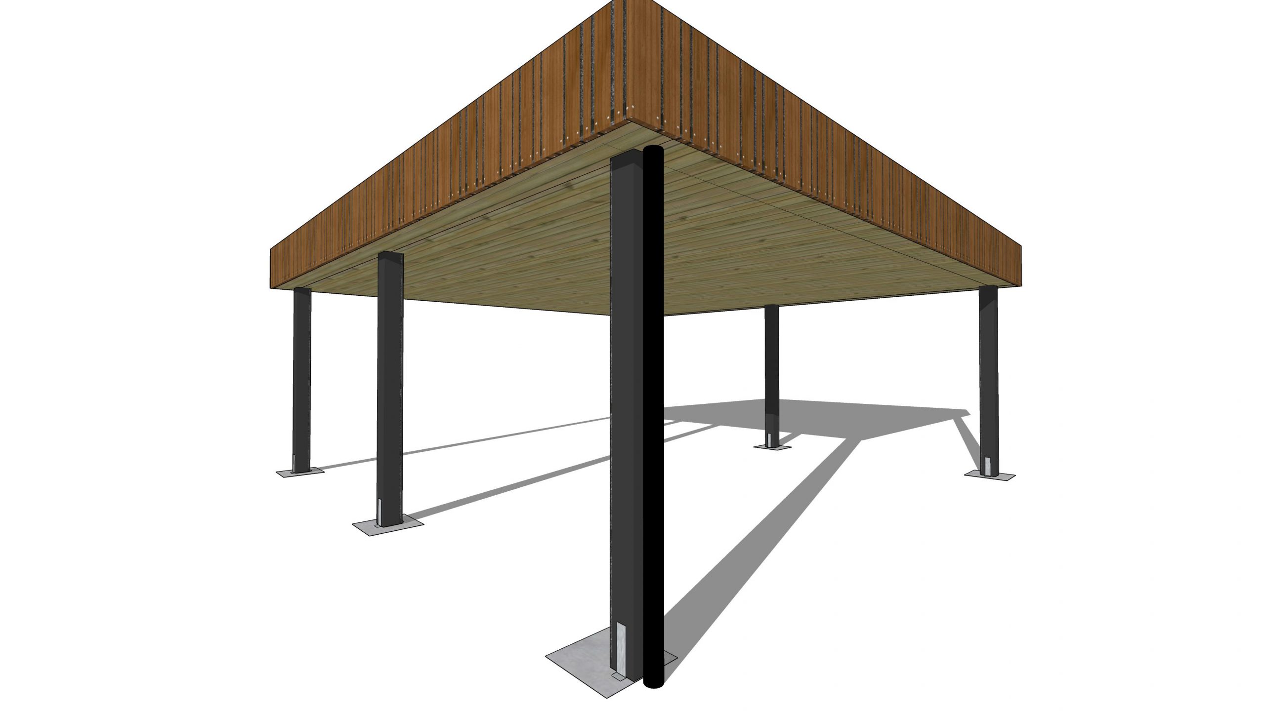 Carport en bois 6x6 pin sylvestre autoclave bac acier
