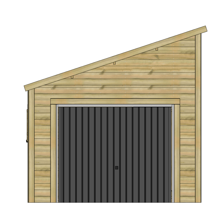 Abri de jardin bois toit monopente porte gris foncé