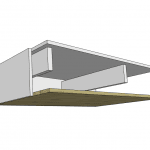 Rendu 3D structure meuble blanc bois dessous.