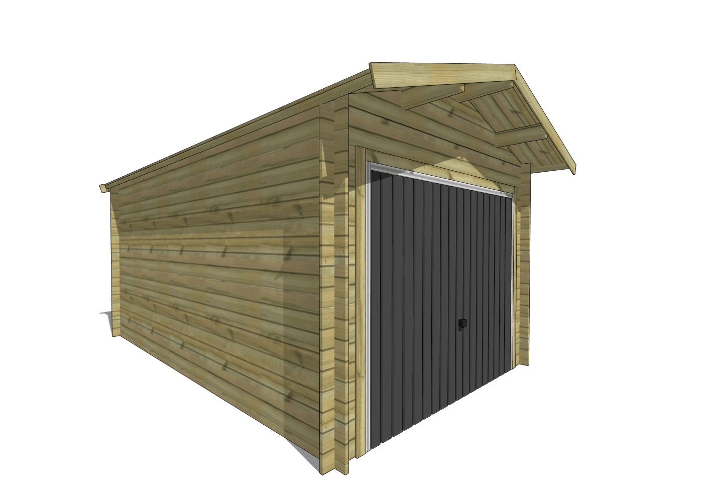 Garage en bois madrier vue exterieure