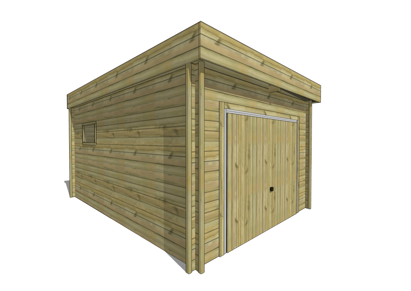 Garage en bois madrier avec porte sectionnelle