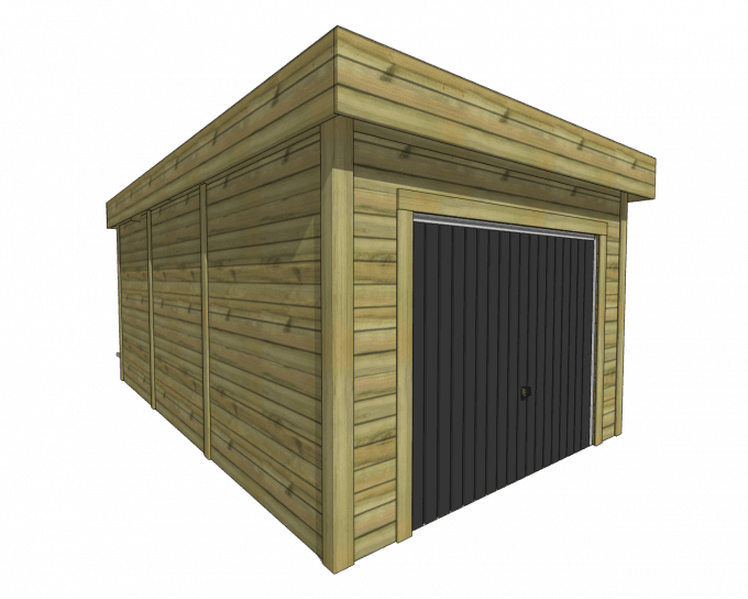 Garage en bois ossature vue perspective