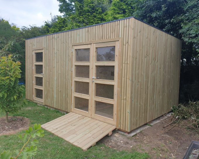 Abri de jardin QUADRO Ossature Bois : Bardage SRN 20x70 gris | 5x4m |EPDM collé