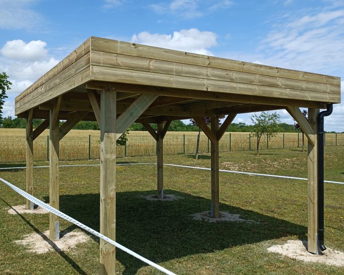 carport |Pin Sylvestre autoclave| 3x6m | Poteaux bois 14x14cm | Bandeaux : Clin 28mm